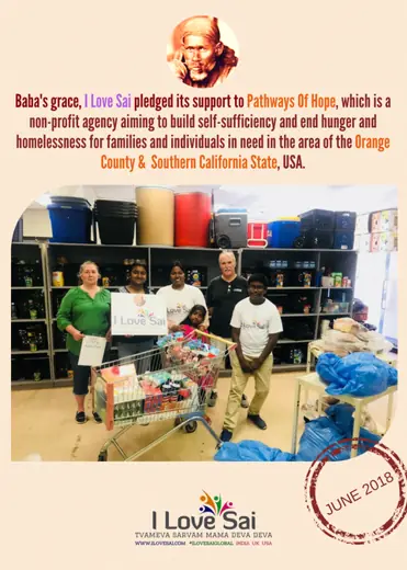 I Love Sai service announcement: California — Pathways of Hope · June 2018